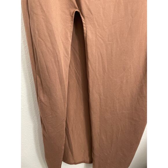 Heart & Hips Women's Strapless Bodycon Tube Maxi Dress Slit Tan Large - Picture 8 of 8